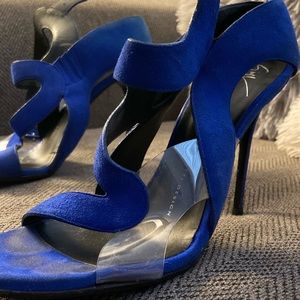 Blue Suede ankle strapped heels